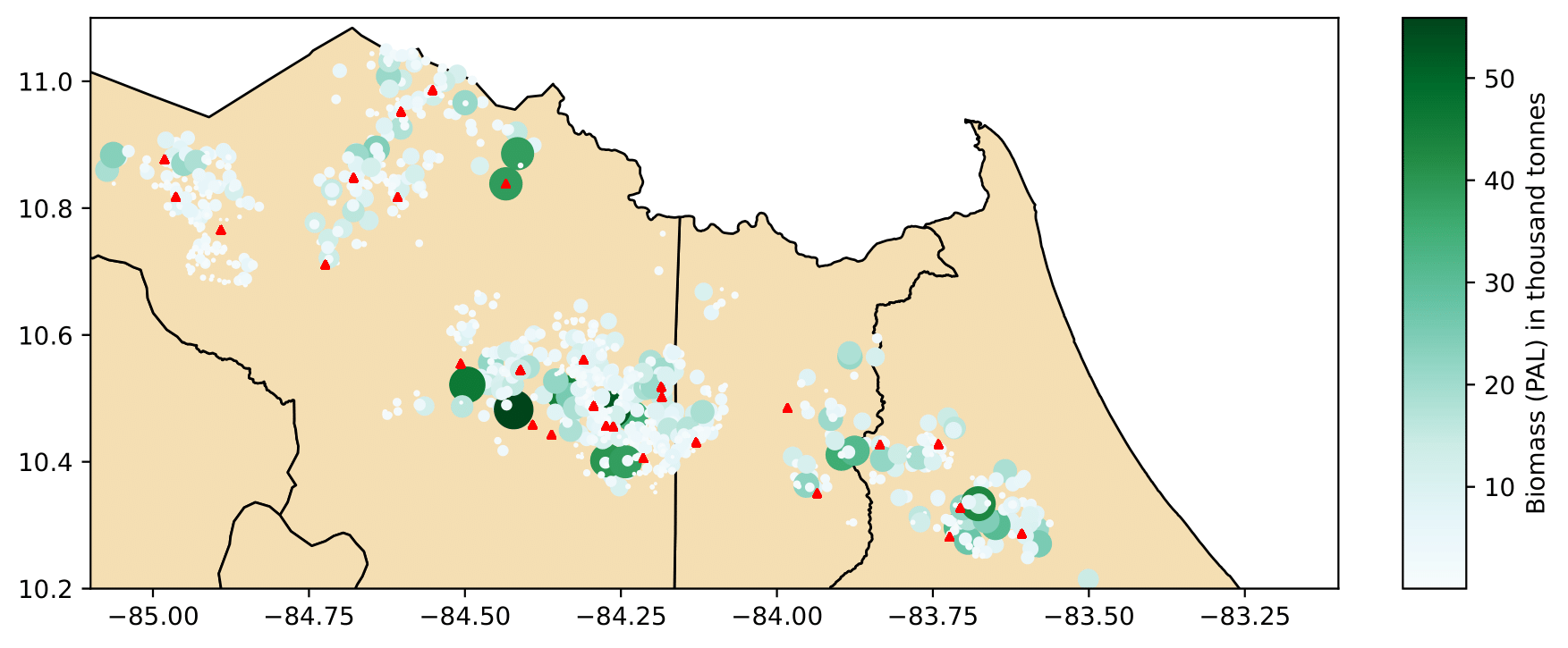 Spatial representation of the optimal solution for the FLP.